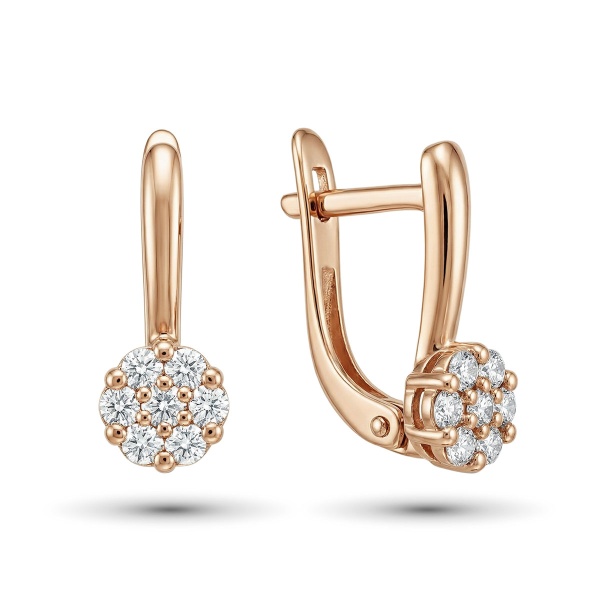 Серьги из красного золота с бриллиантами