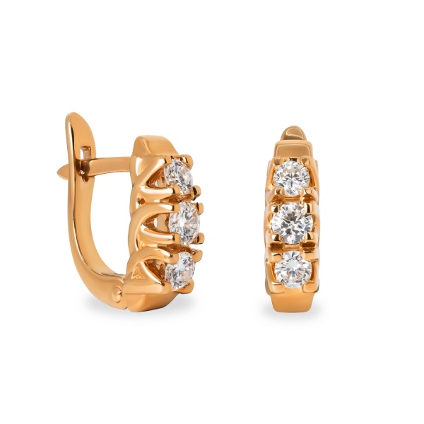 Серьги из красного золота с бриллиантами