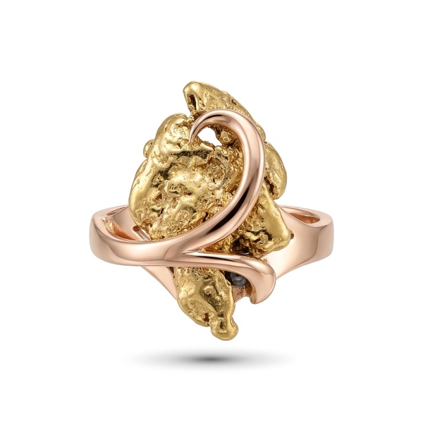 Кольцо из красного золота с самородком