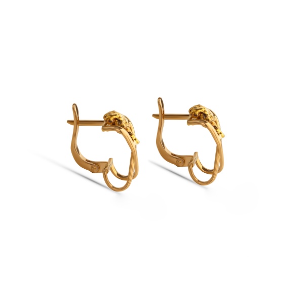 Серьги из желтого золота с самородком