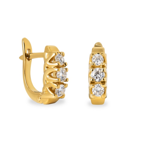 Серьги из желтого золота с бриллиантами