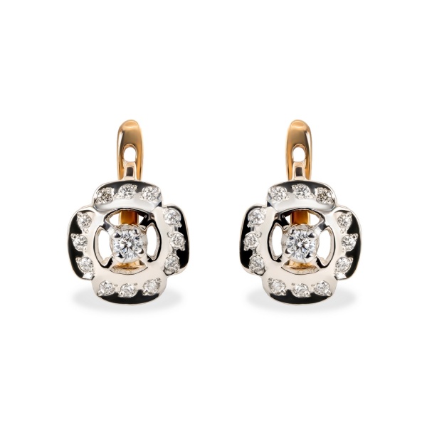 Серьги из комбинированного золота с бриллиантами