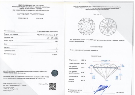 Бриллиант круглый 0,400 карат