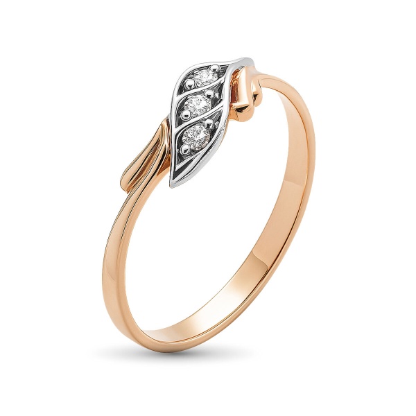 Кольцо из комбинированного золота с бриллиантами