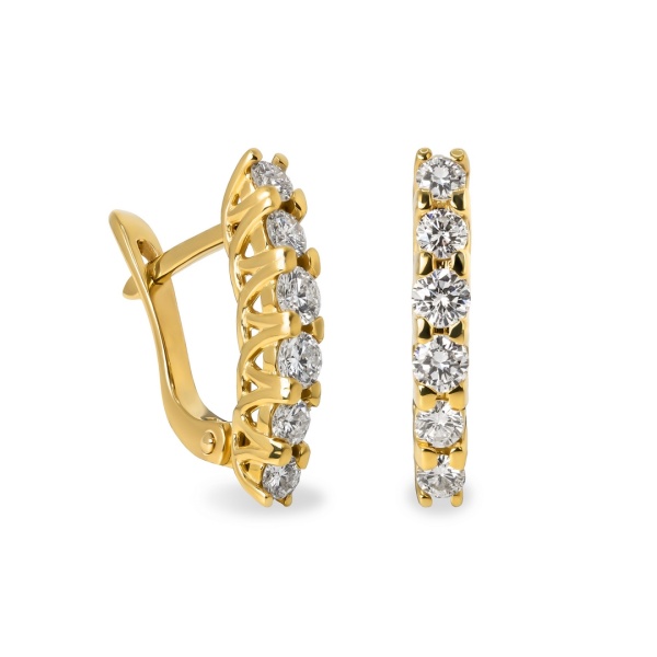 Серьги из желтого золота с бриллиантами