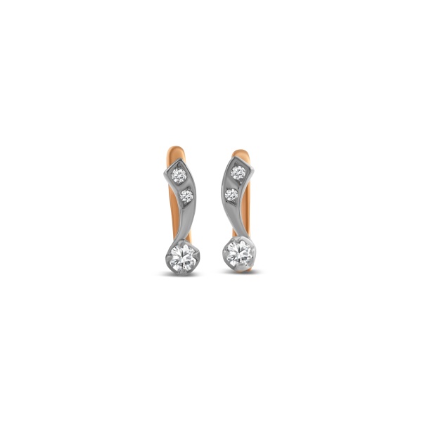 Серьги из комбинированного золота с бриллиантами