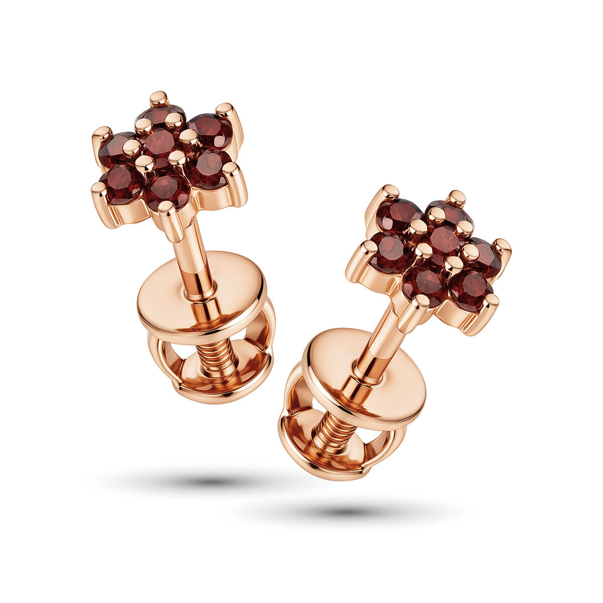 Серьги из красного золота с гранатом
