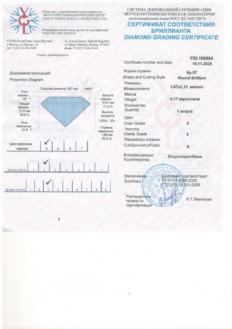 Бриллиант  0,170 карат