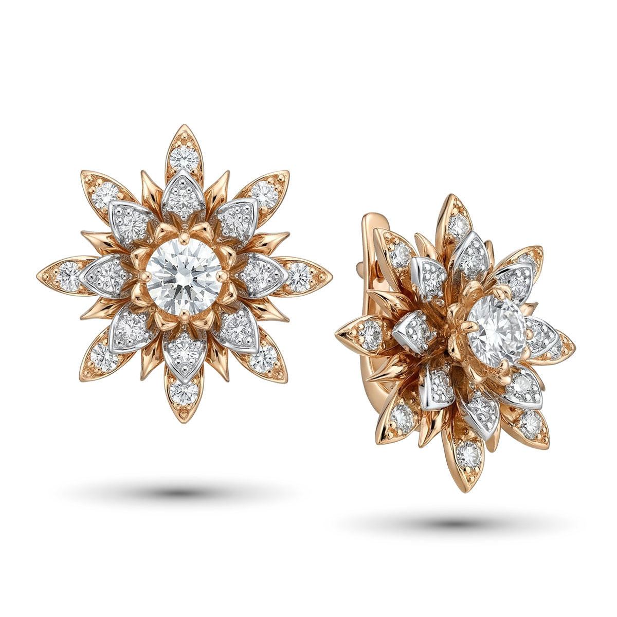 Серьги из красного золота с бриллиантами