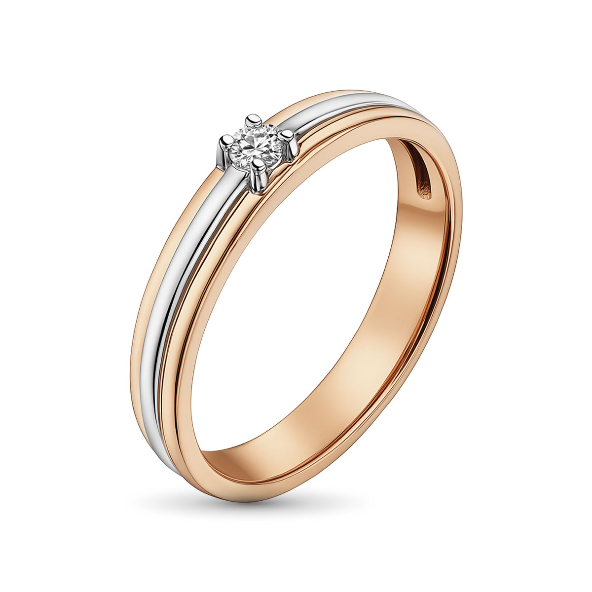 Кольцо из комбинированного золота с бриллиантом