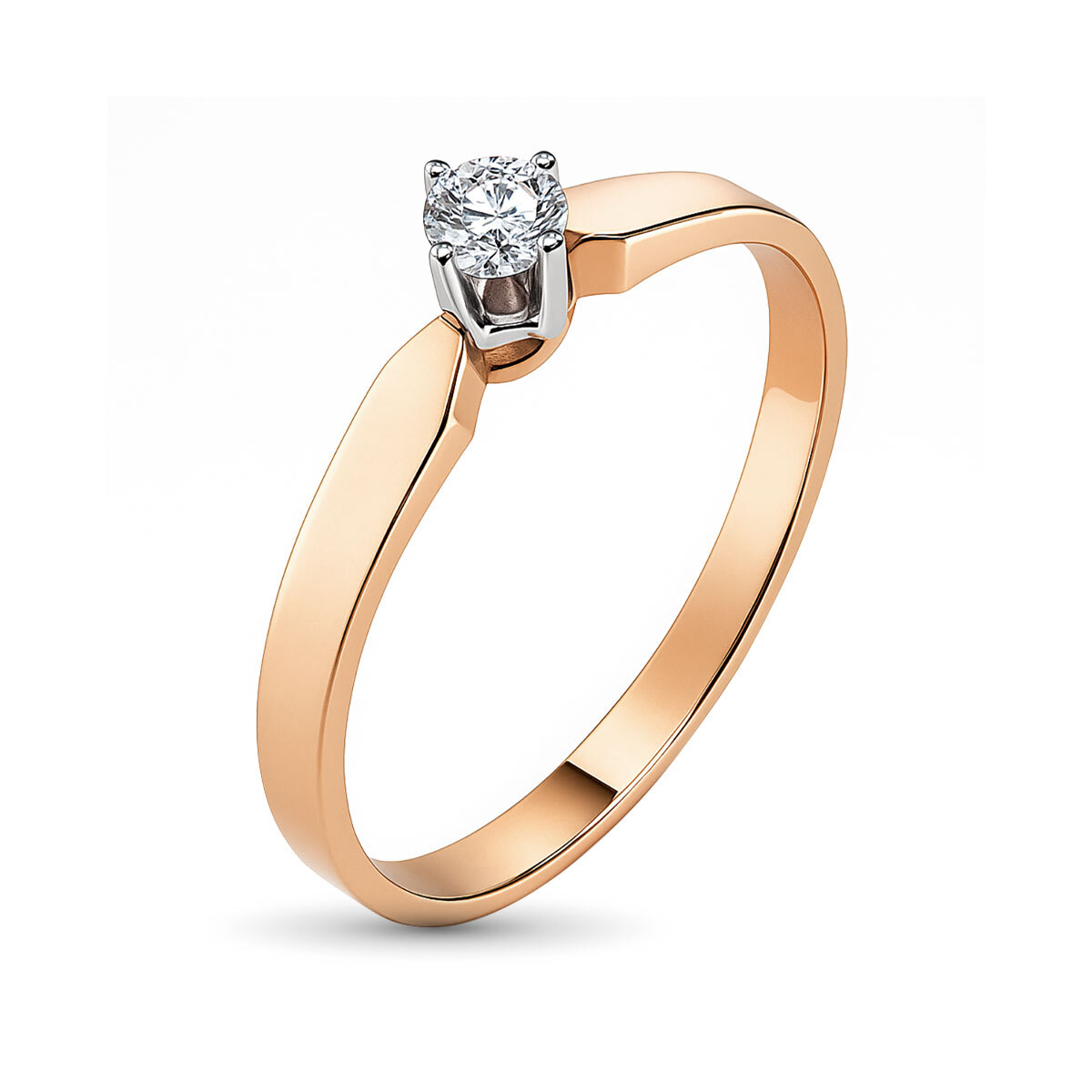 Кольцо из комбинированного золота с бриллиантом