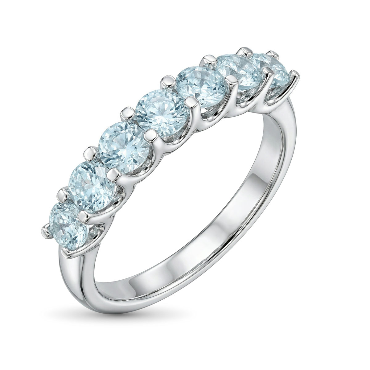 Кольцо из родированного золота с аквамарином