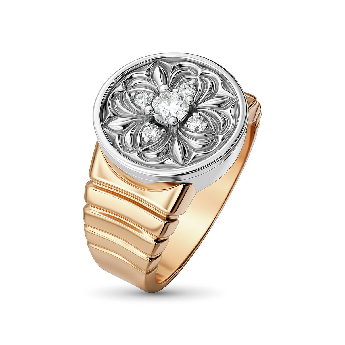 Кольцо из комбинированного золота с бриллиантами