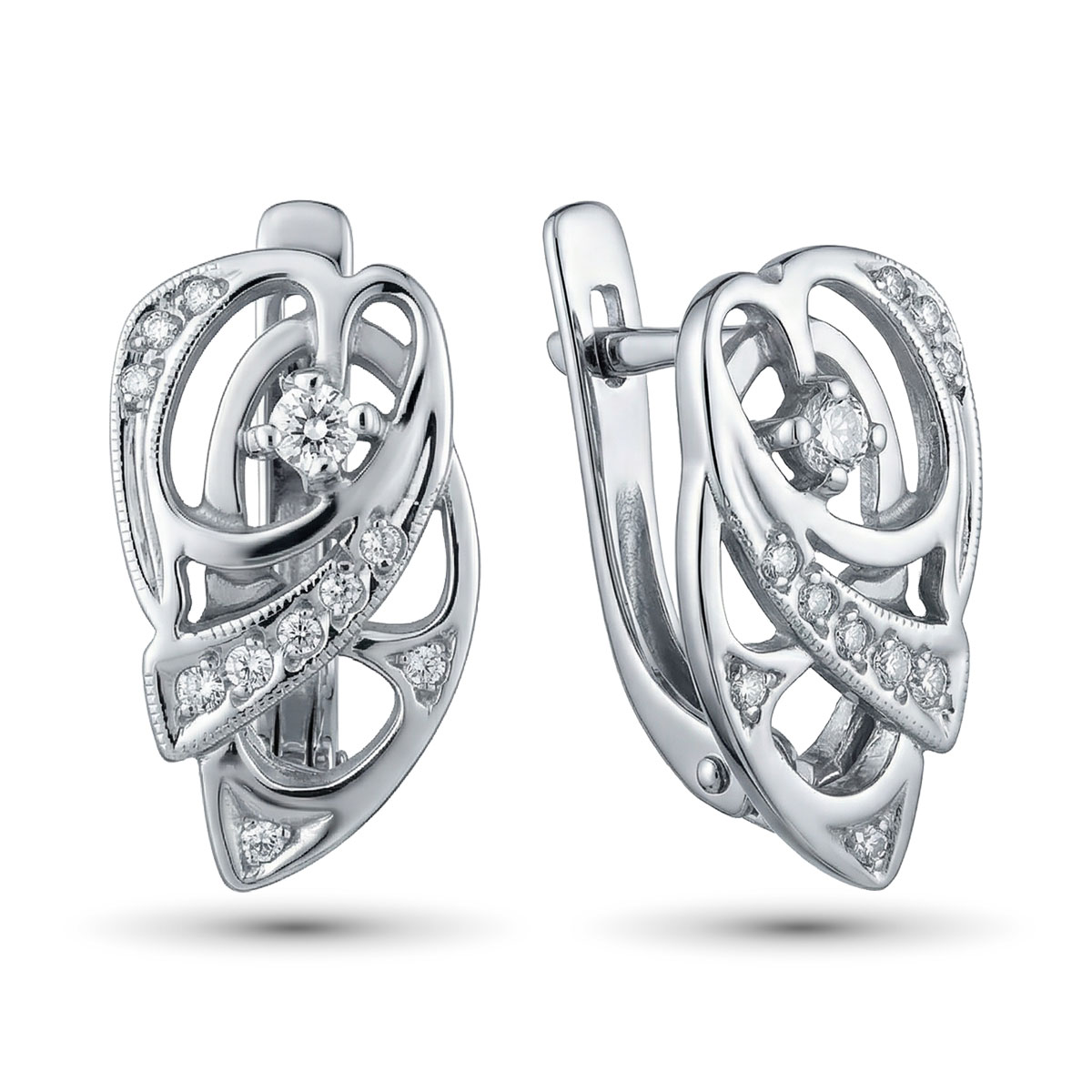 Серьги из белого золота с бриллиантами