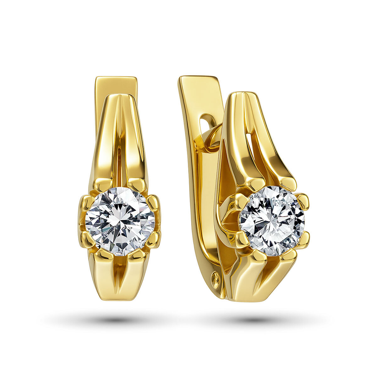 Серьги из желтого золота с бриллиантами