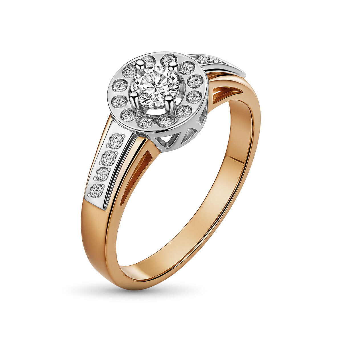 Кольцо из комбинированного золота с бриллиантами