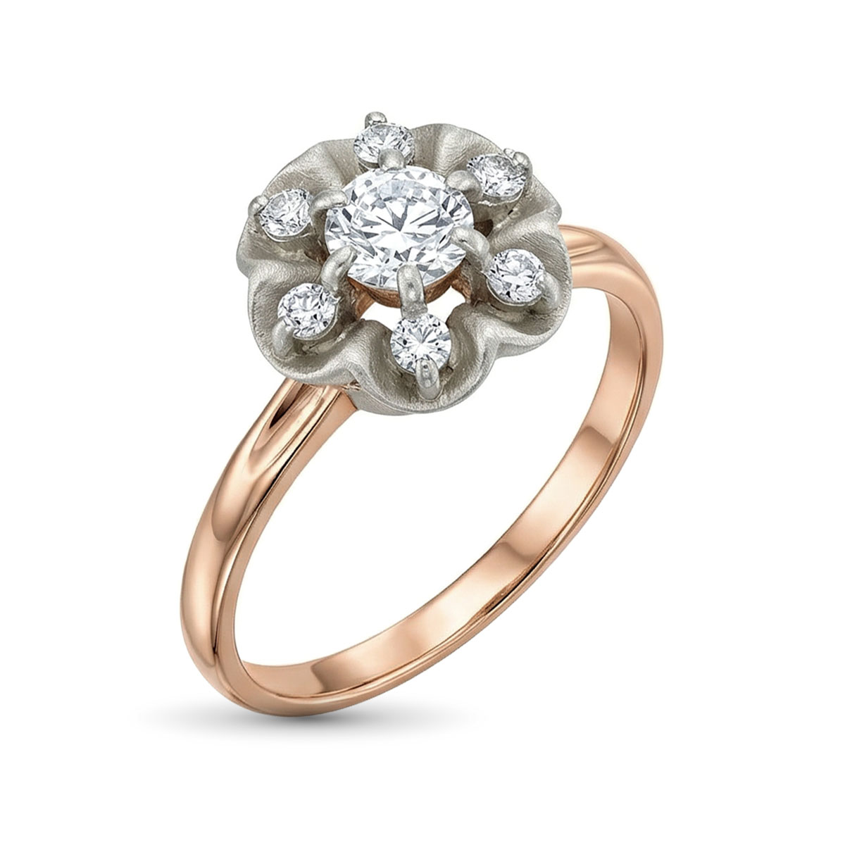 Кольцо из комбинированного золота с бриллиантами