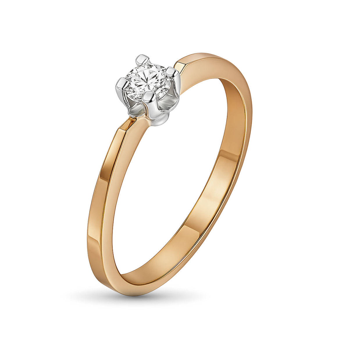 Кольцо из комбинированного золота с бриллиантом