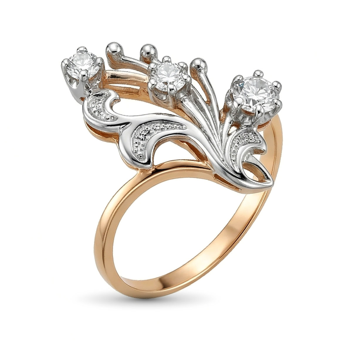 Кольцо из комбинированного золота с бриллиантами