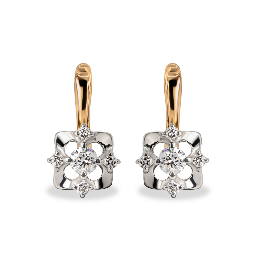 Серьги из комбинированного золота с бриллиантами