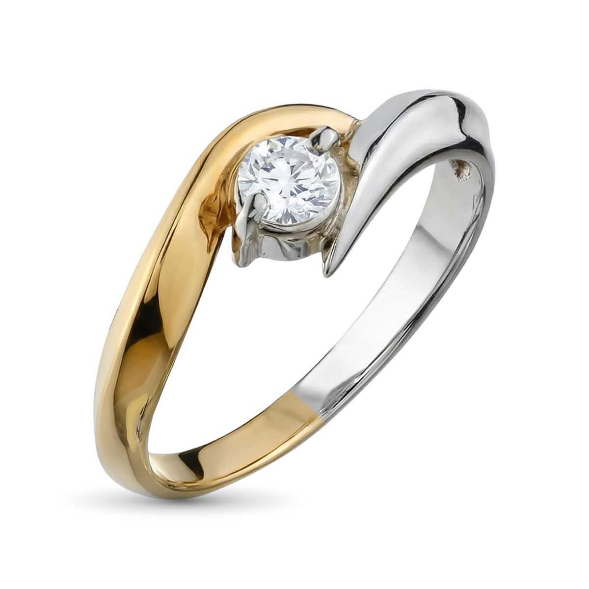 Кольцо из комбинированного золота с бриллиантом