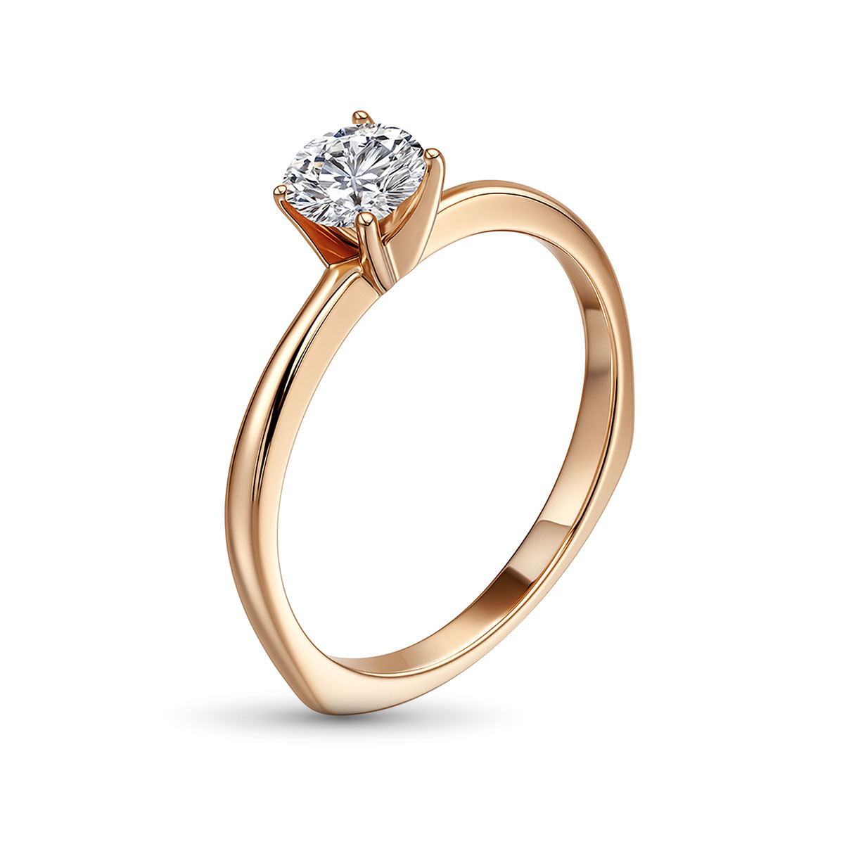 Кольцо из красного золота с бриллиантом