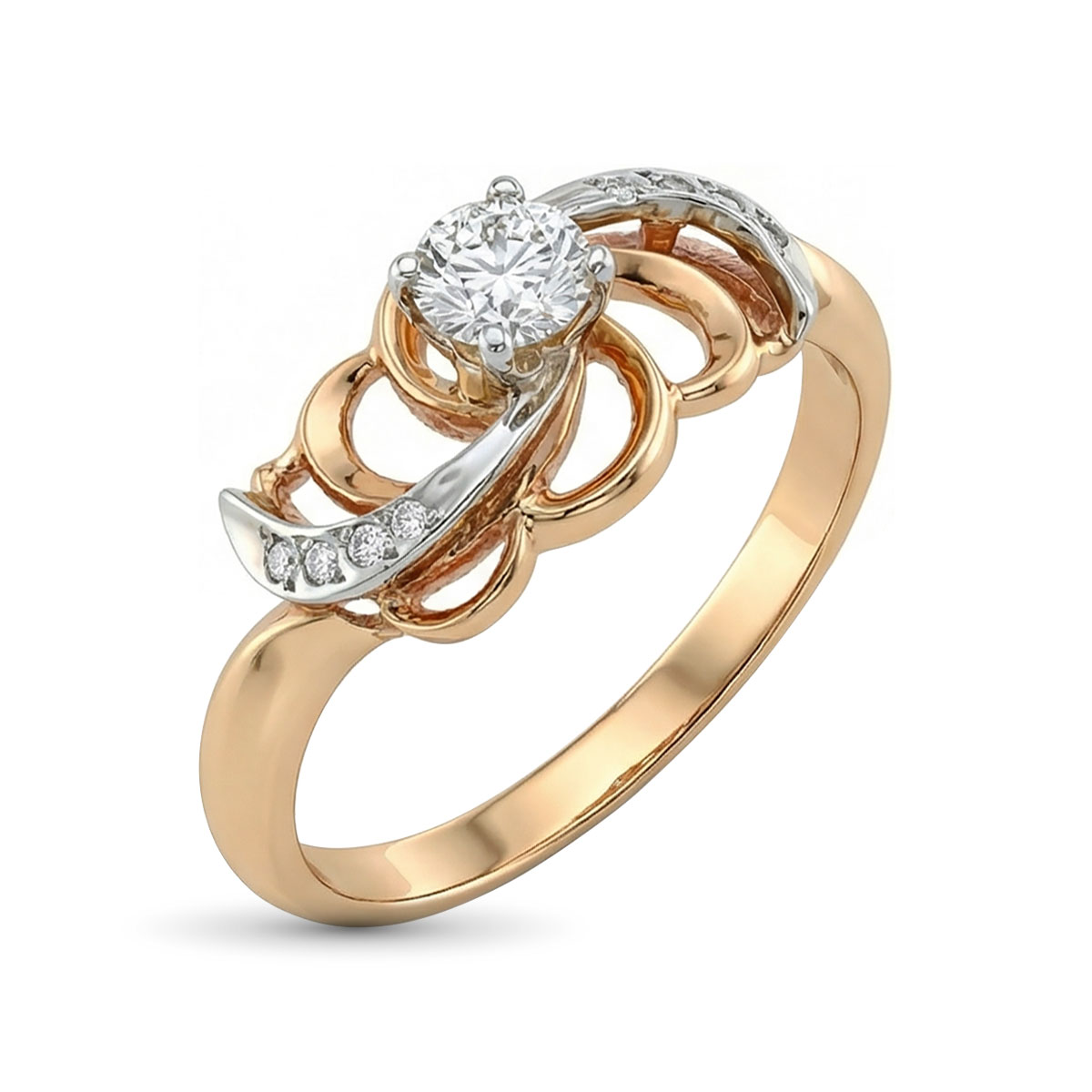 Кольцо из комбинированного золота с бриллиантами