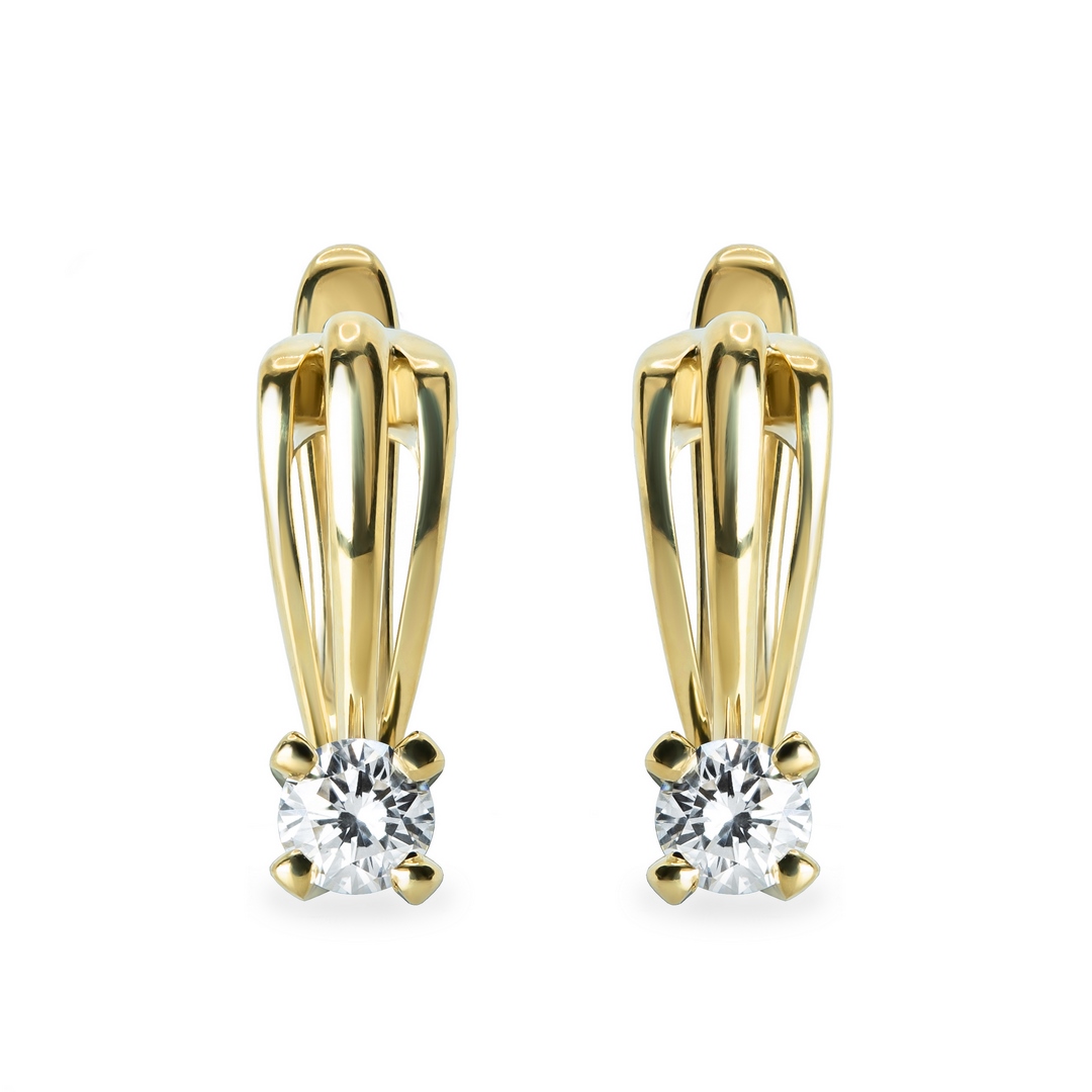 Серьги из желтого золота с бриллиантами