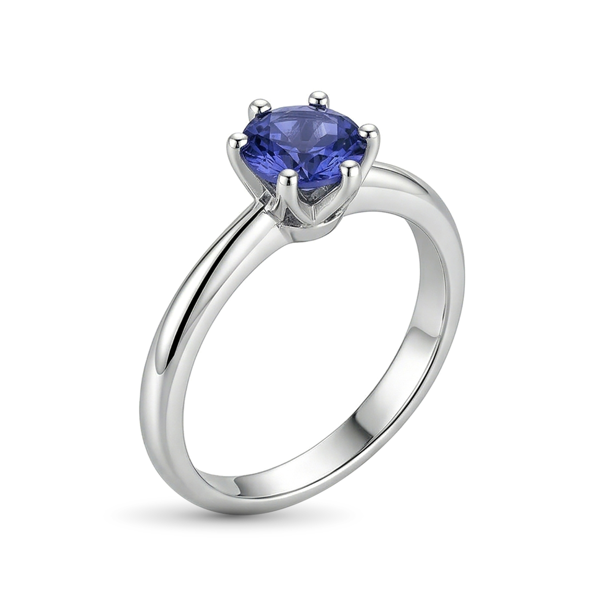 Кольцо из родированного золота с танзанит