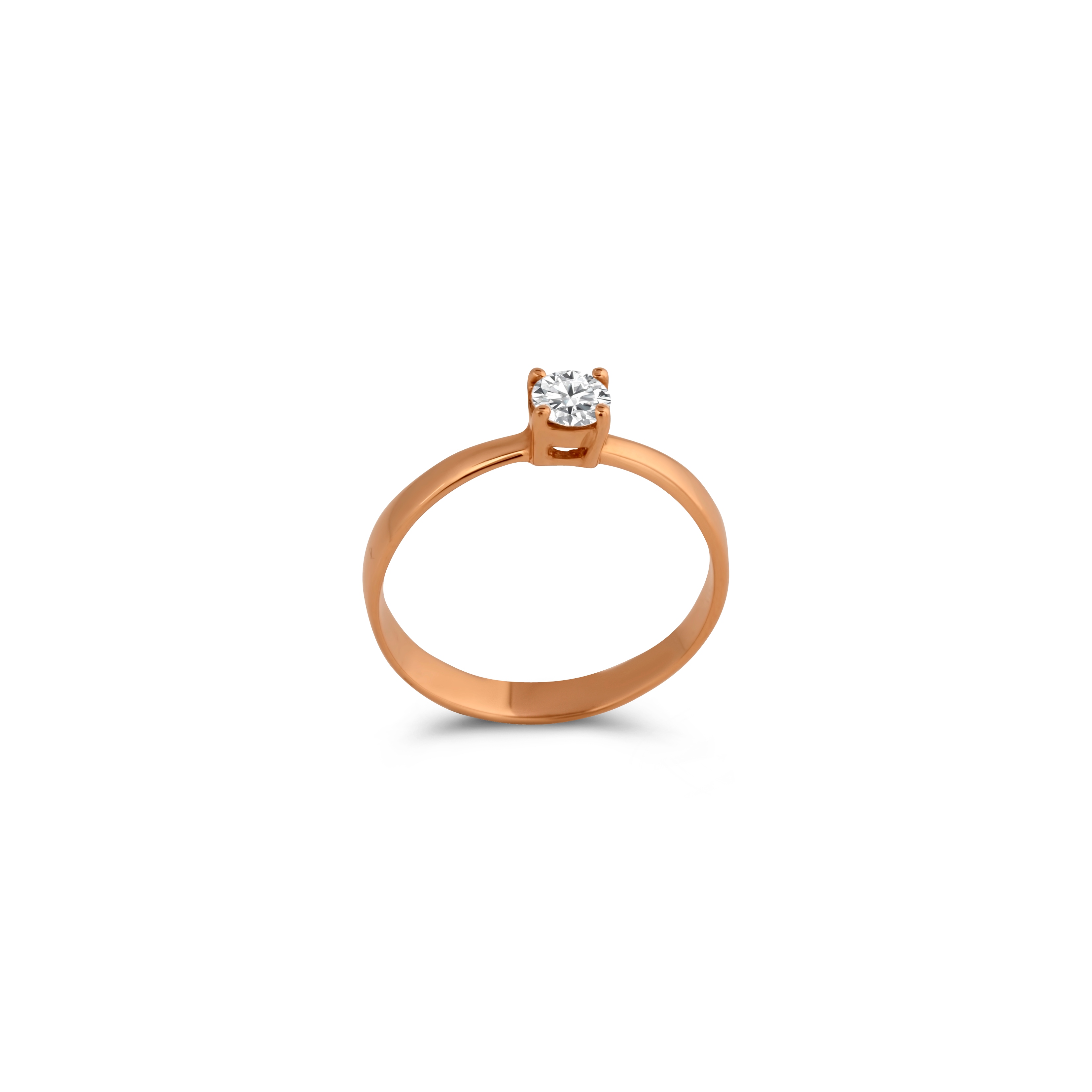 Кольцо из красного золота с бриллиантом