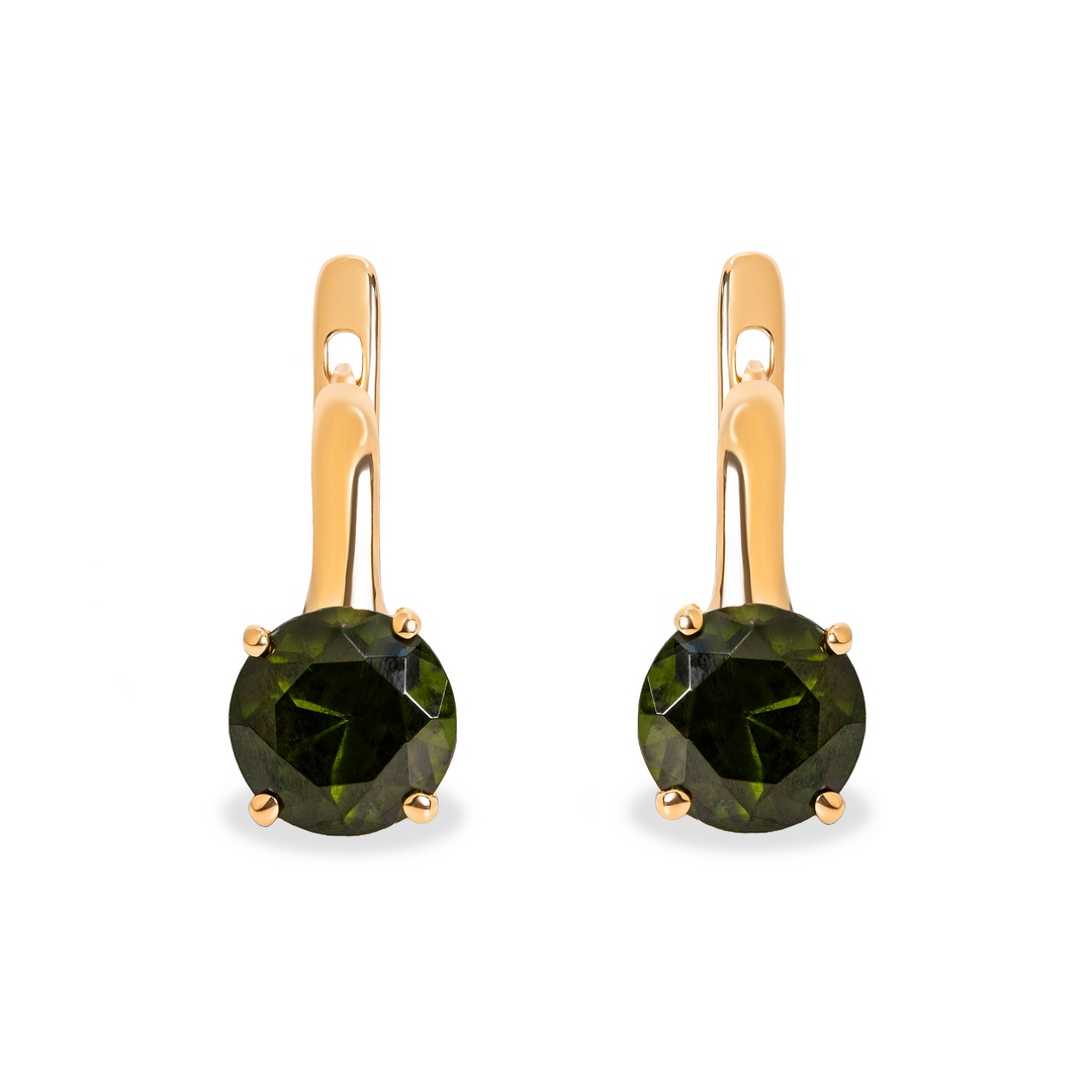Серьги из красного золота с хромдиопсидом