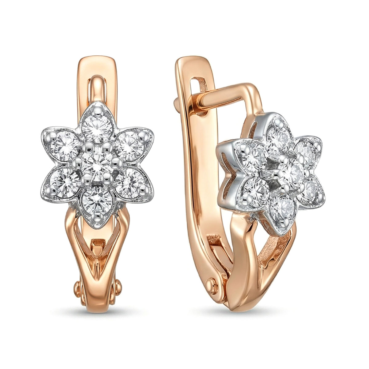 Серьги из комбинированного золота с бриллиантами