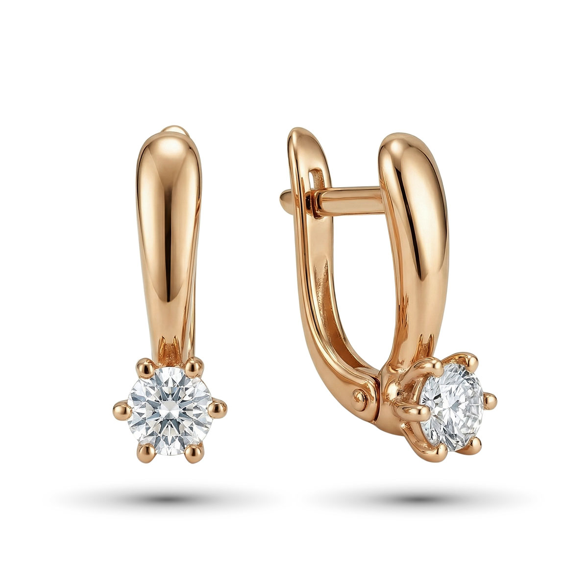 Серьги из красного золота с бриллиантами