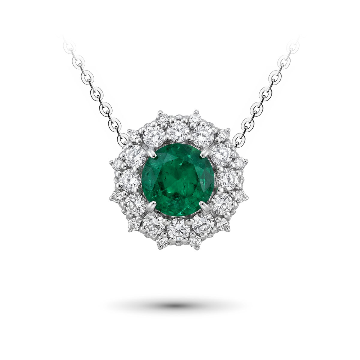Подвеска из белого золота с изумрудом и бриллиантами