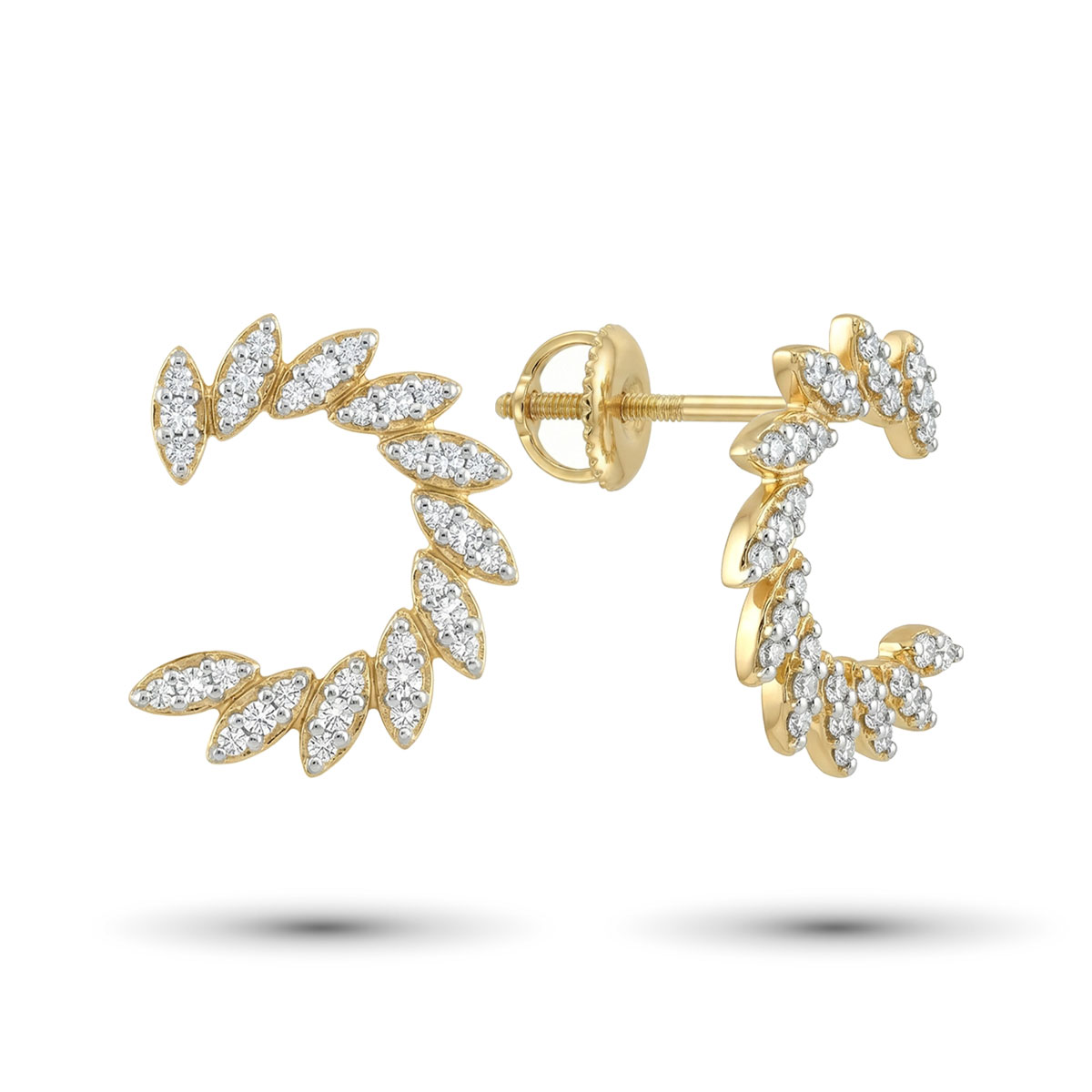 Серьги из желтого золота с бриллиантами