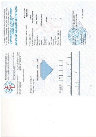 Бриллиант круглый 0,080 карат