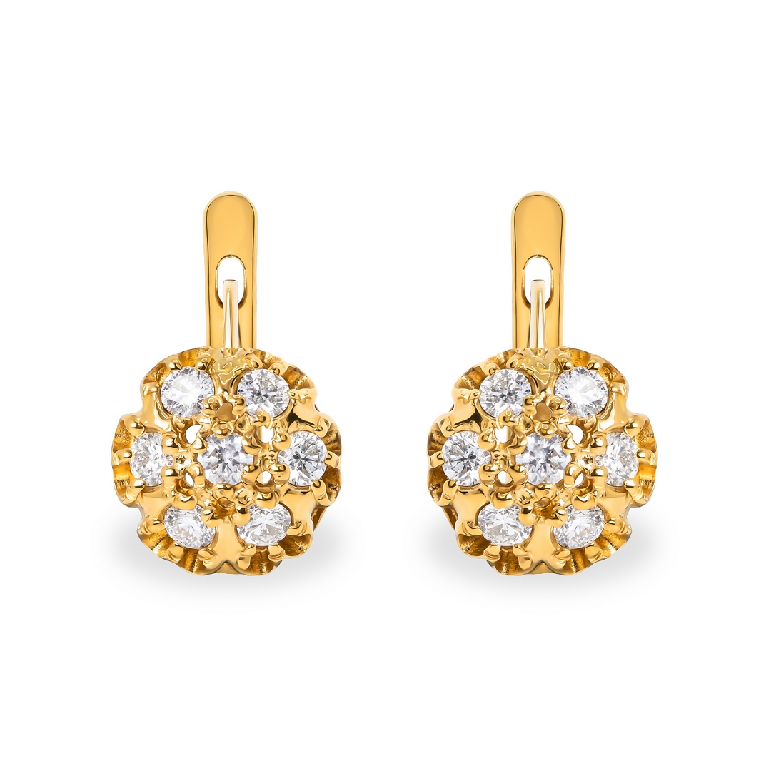 Серьги из желтого золота с бриллиантами