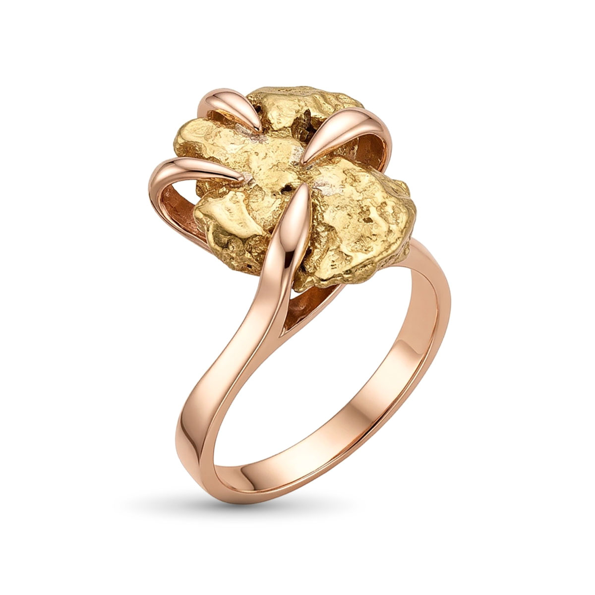 Кольцо из красного золота с самородком