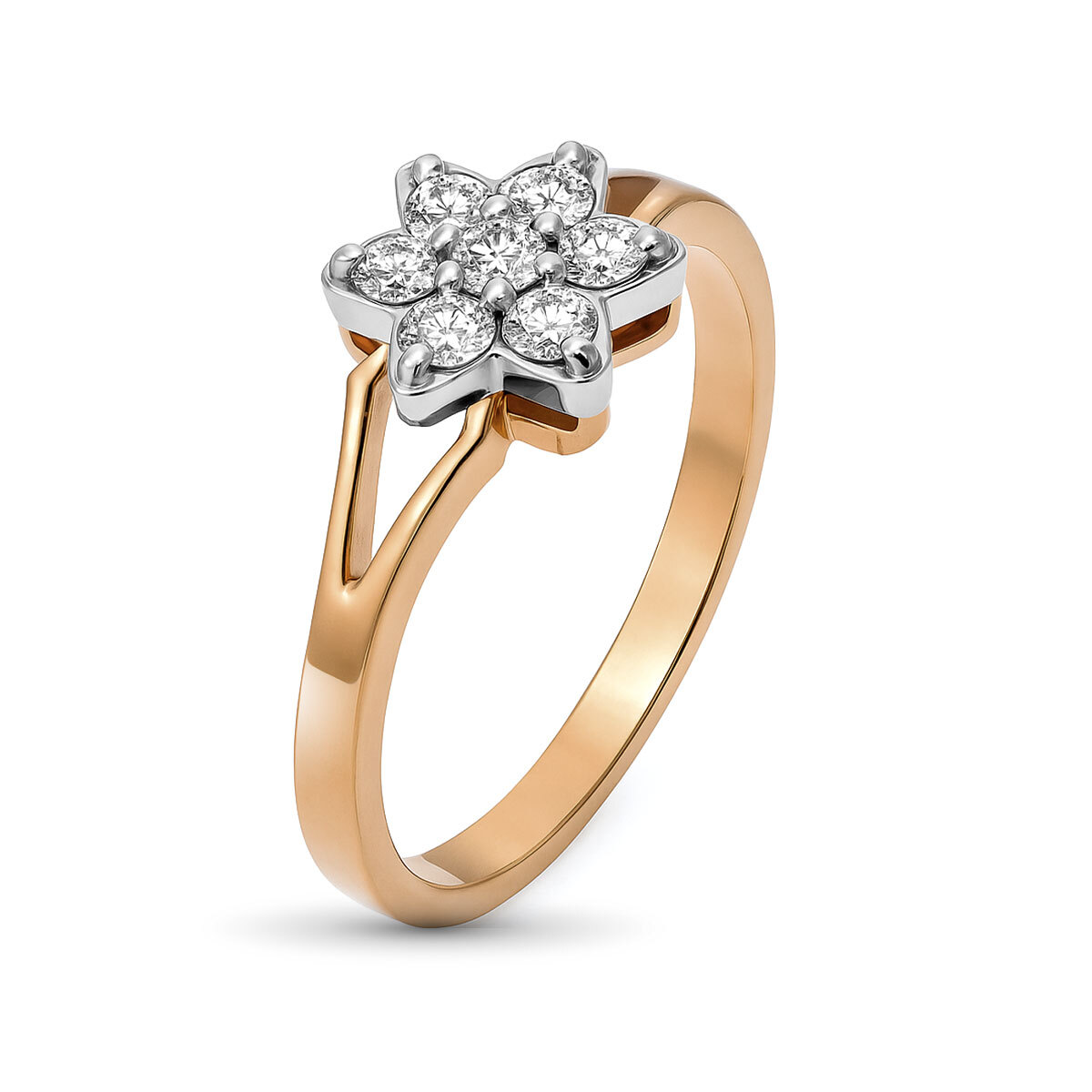 Кольцо из комбинированного золота с бриллиантами