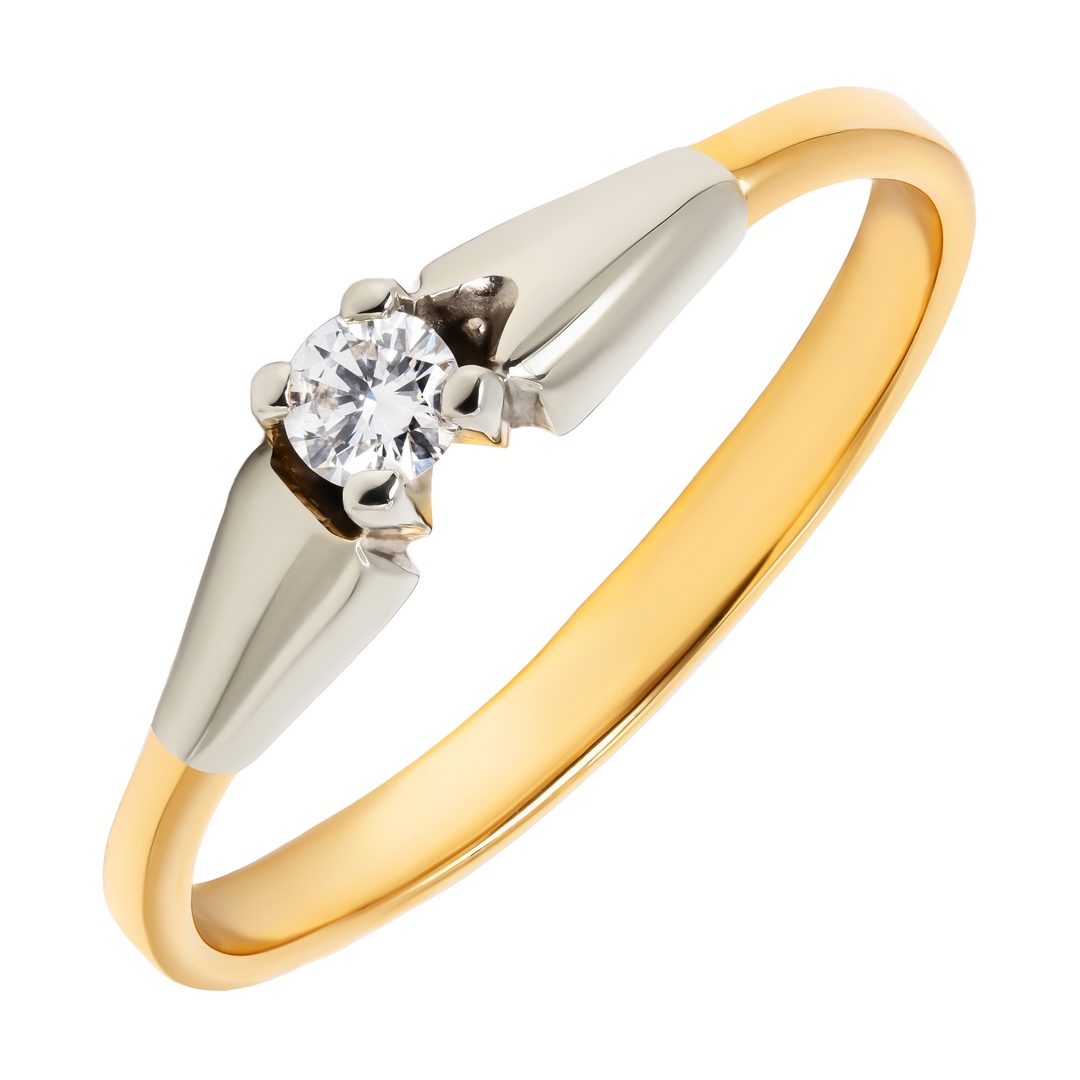 Кольцо из комбинированного золота с бриллиантом