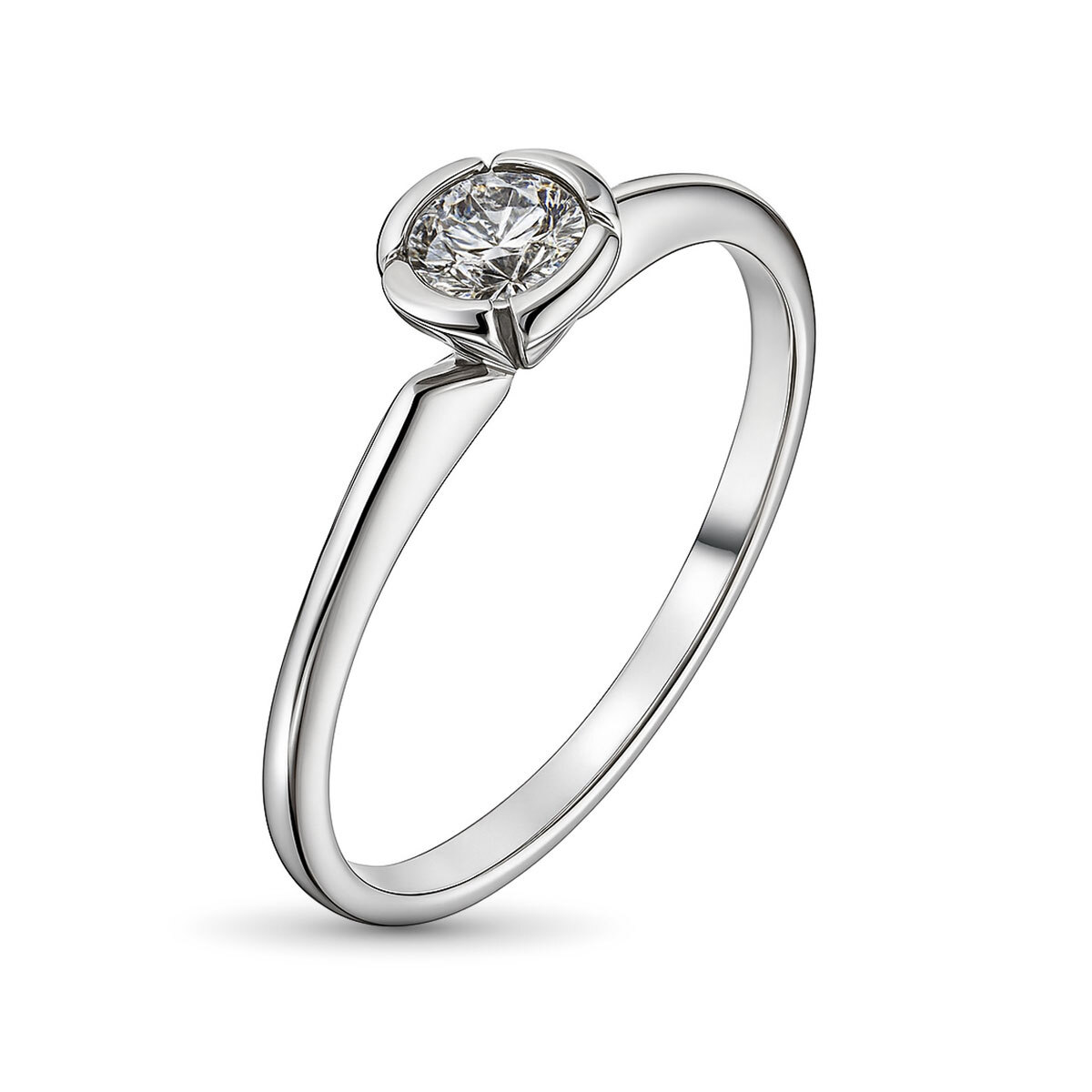 Кольцо из белого золота с бриллиантом