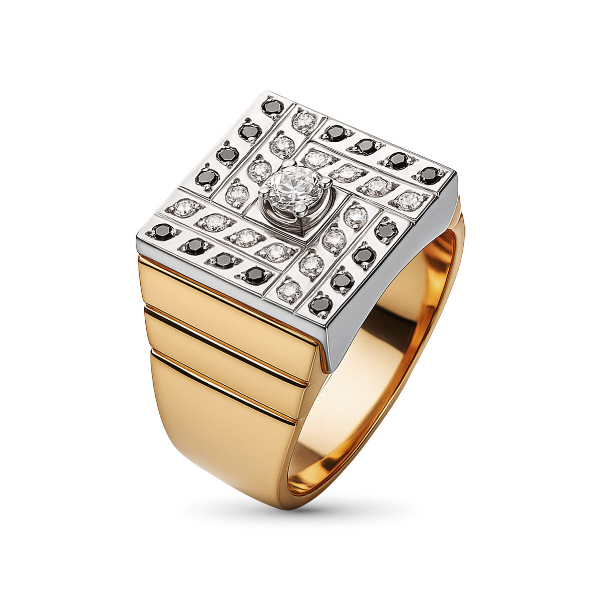 Кольцо из комбинированного золота с бриллиантами