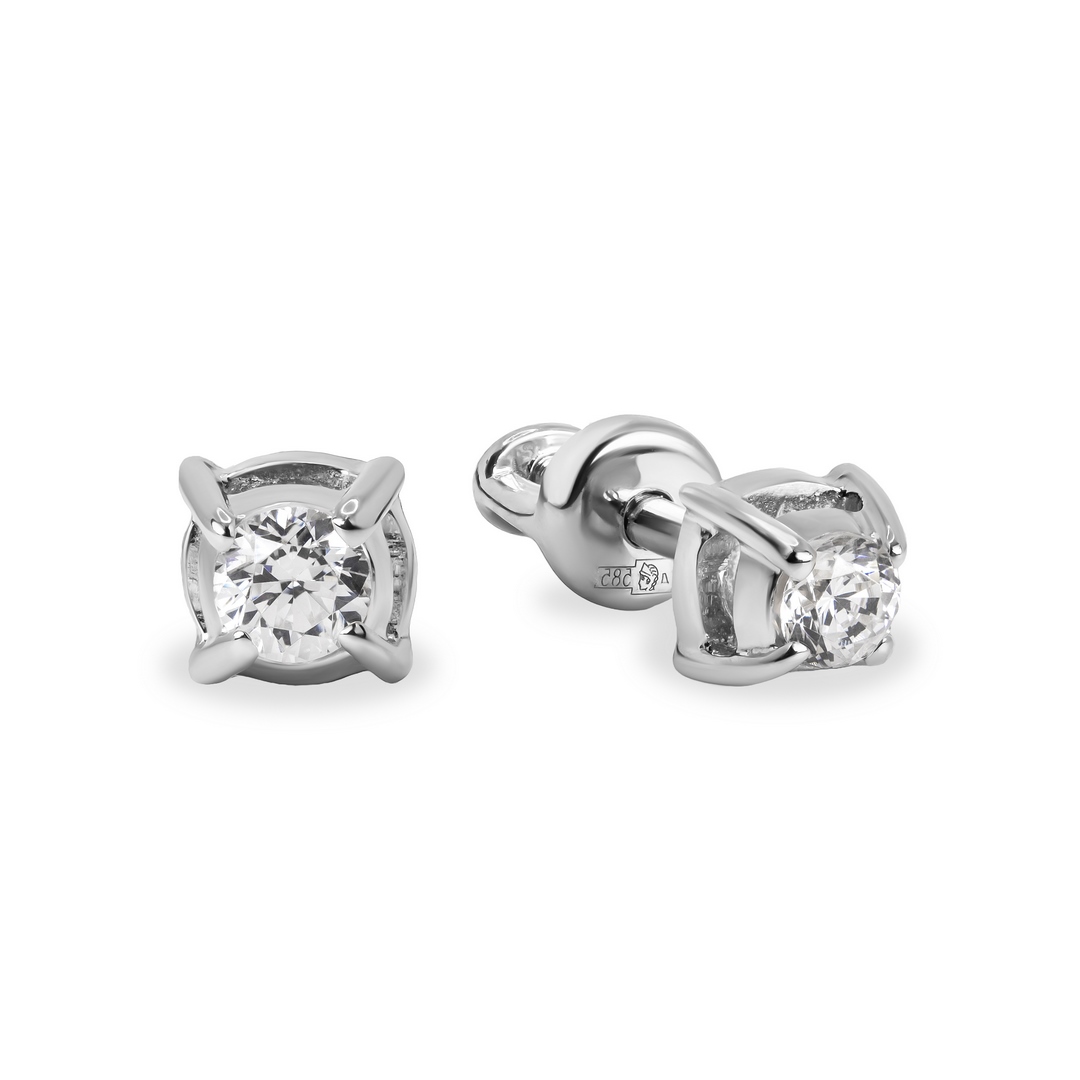 Серьги из белого золота с фианитом