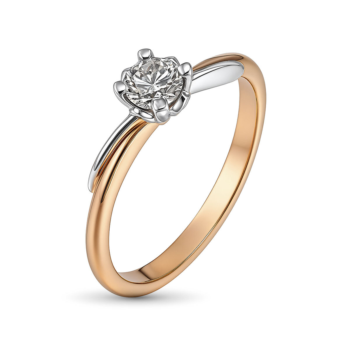 Кольцо из комбинированного золота с бриллиантом