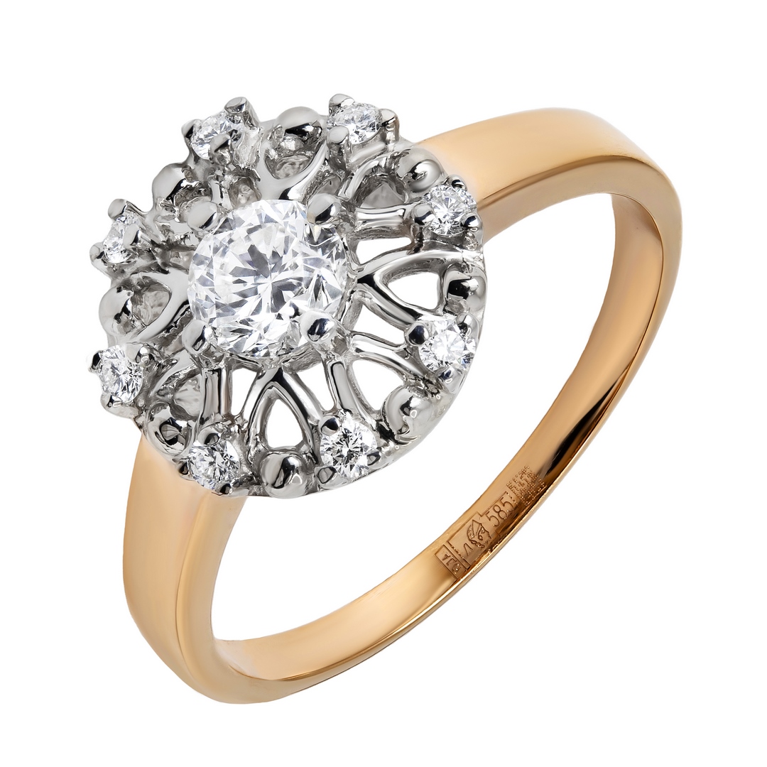 Кольцо из комбинированного золота с бриллиантами