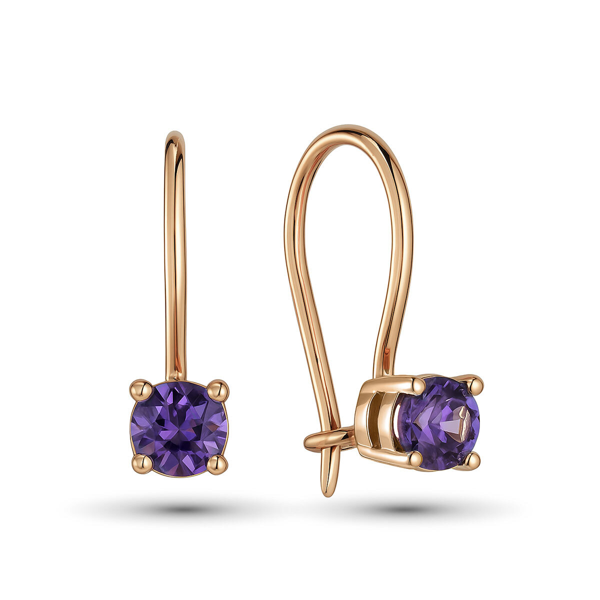 Серьги из красного золота с аметистом