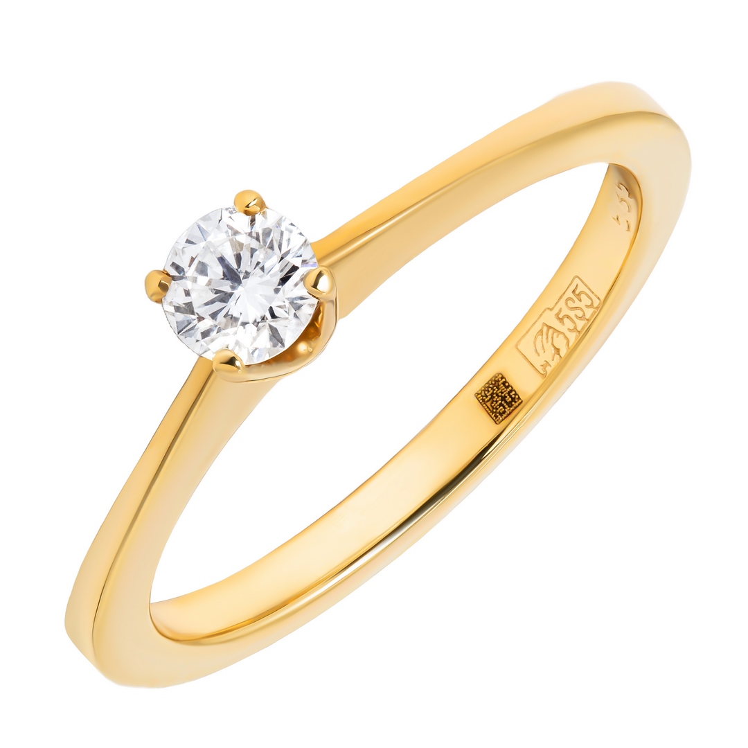 Кольцо из желтого золота с бриллиантом