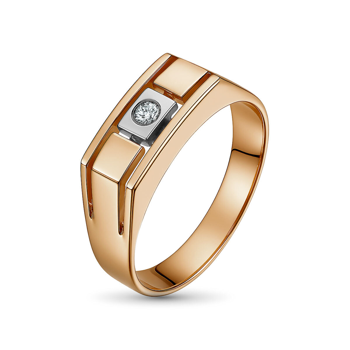 Кольцо из комбинированного золота с бриллиантом