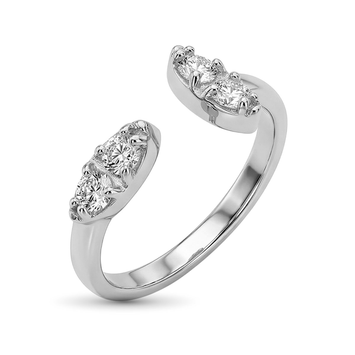 Кольцо из родированного золота с бриллиантами