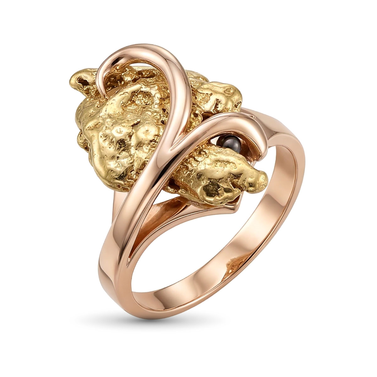 Кольцо из красного золота с самородком